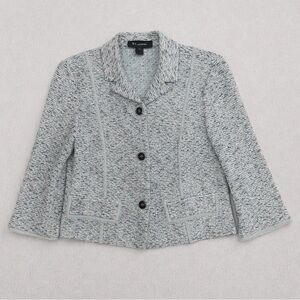 St. John Collection Textured Knit Blazer Jacket Size 4 Tweed Speckled Career